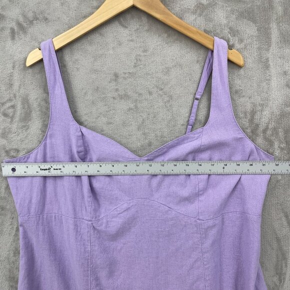 Abercrombie & Fitch Linen Blend Smocked Back Mini Dress Lavender - Picture 11 of 14